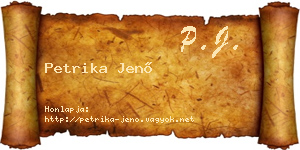 Petrika Jenő névjegykártya