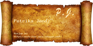 Petrika Jenő névjegykártya